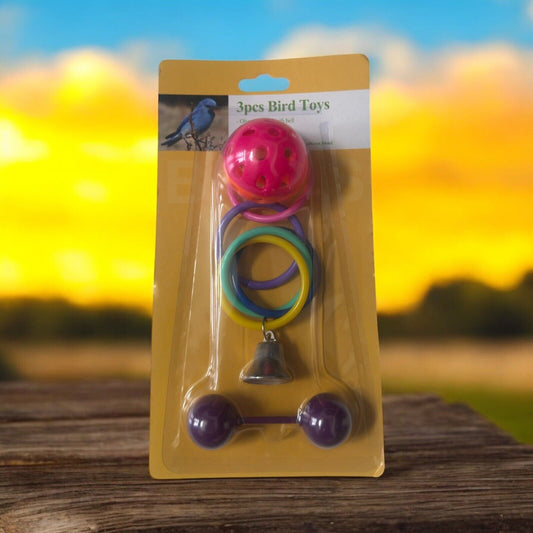 3-piece Bird Toy Set - Number 11: Fun and stimulating toys for active, bird