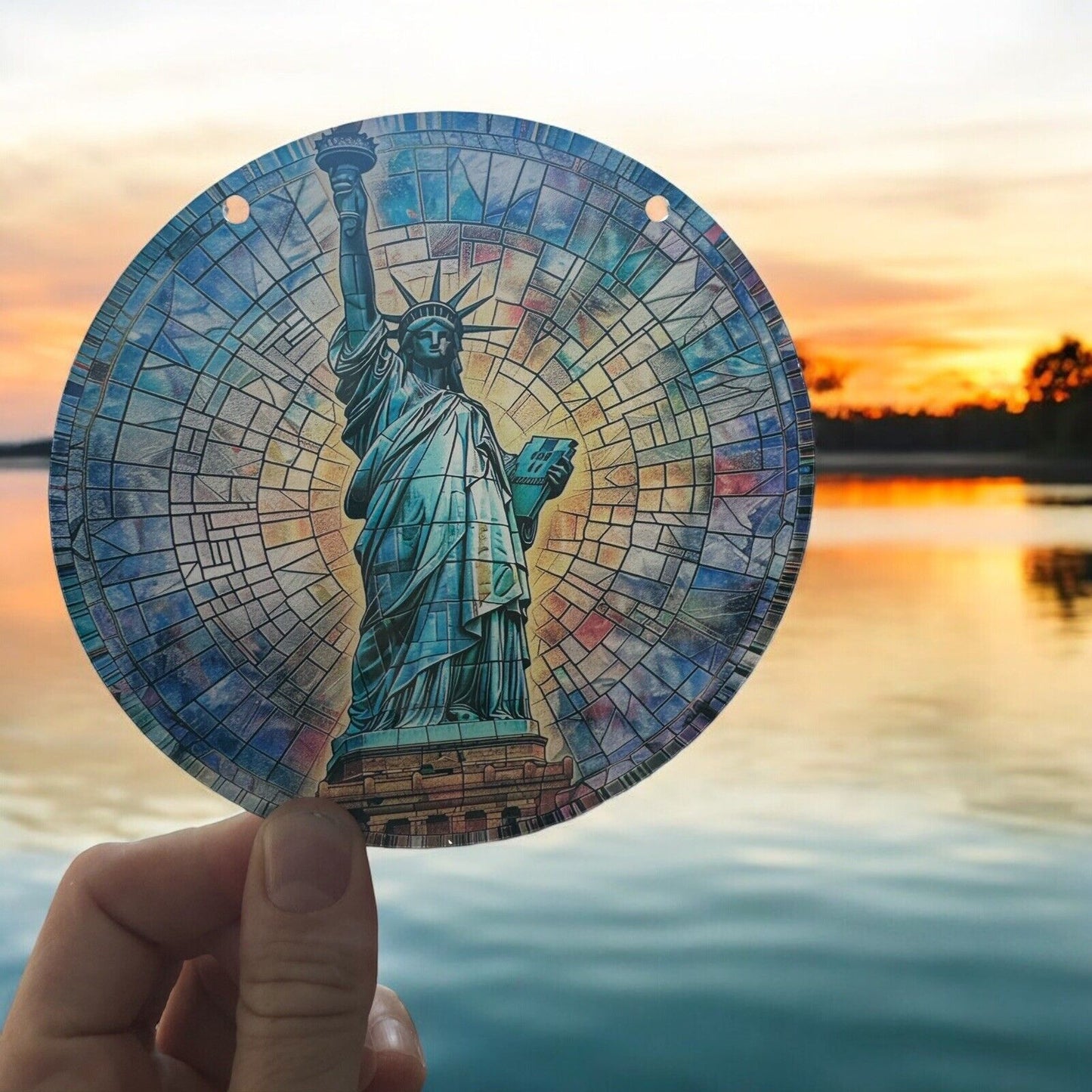 Stained Glass Acrylic Suncatcher: Statue of Liberty, vibrant and patriotic decor