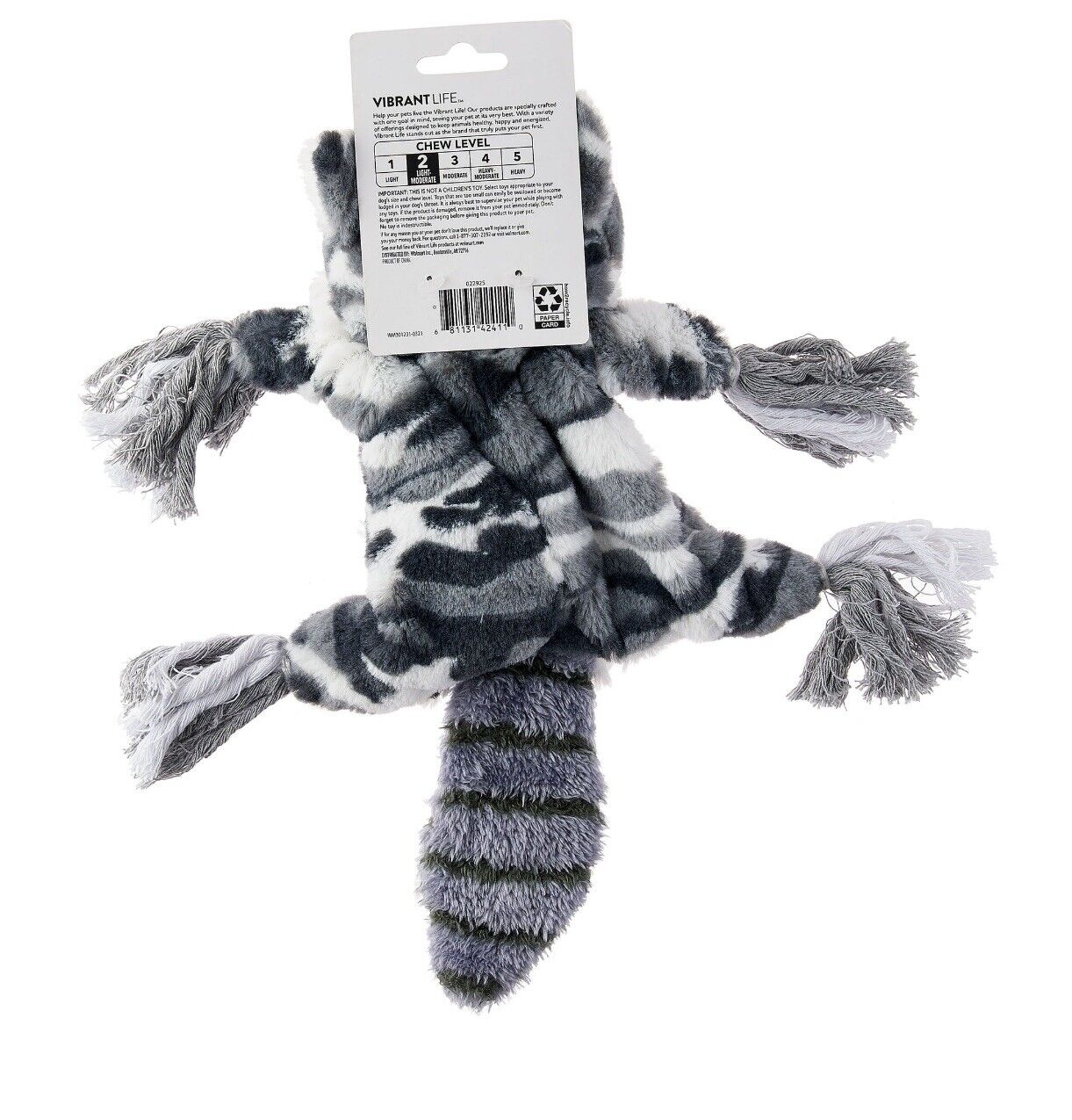 Vibrant Life Fetch Buddy Dog Toy, Raccoon