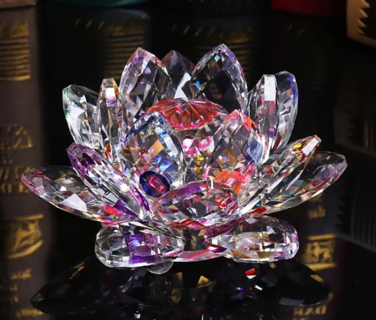 Handcrafted Crystal Lotus Ornament for Home Decor and Desktop Decoration 6.2cm