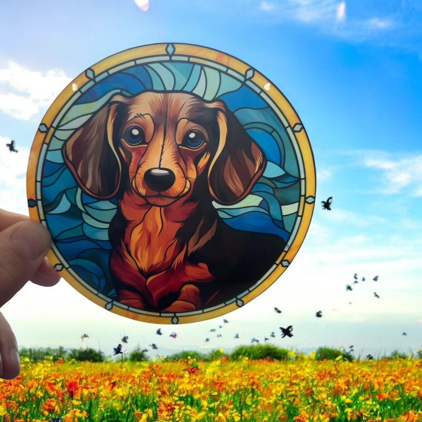 Dachshund Dog Stained Glass Acrylic Suncatcher - Charming Pet Lover's Decor