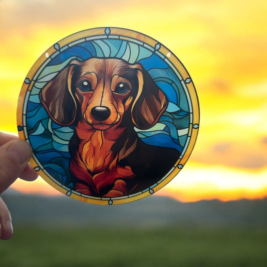 Dachshund Dog Stained Glass Acrylic Suncatcher - Charming Pet Lover's Decor