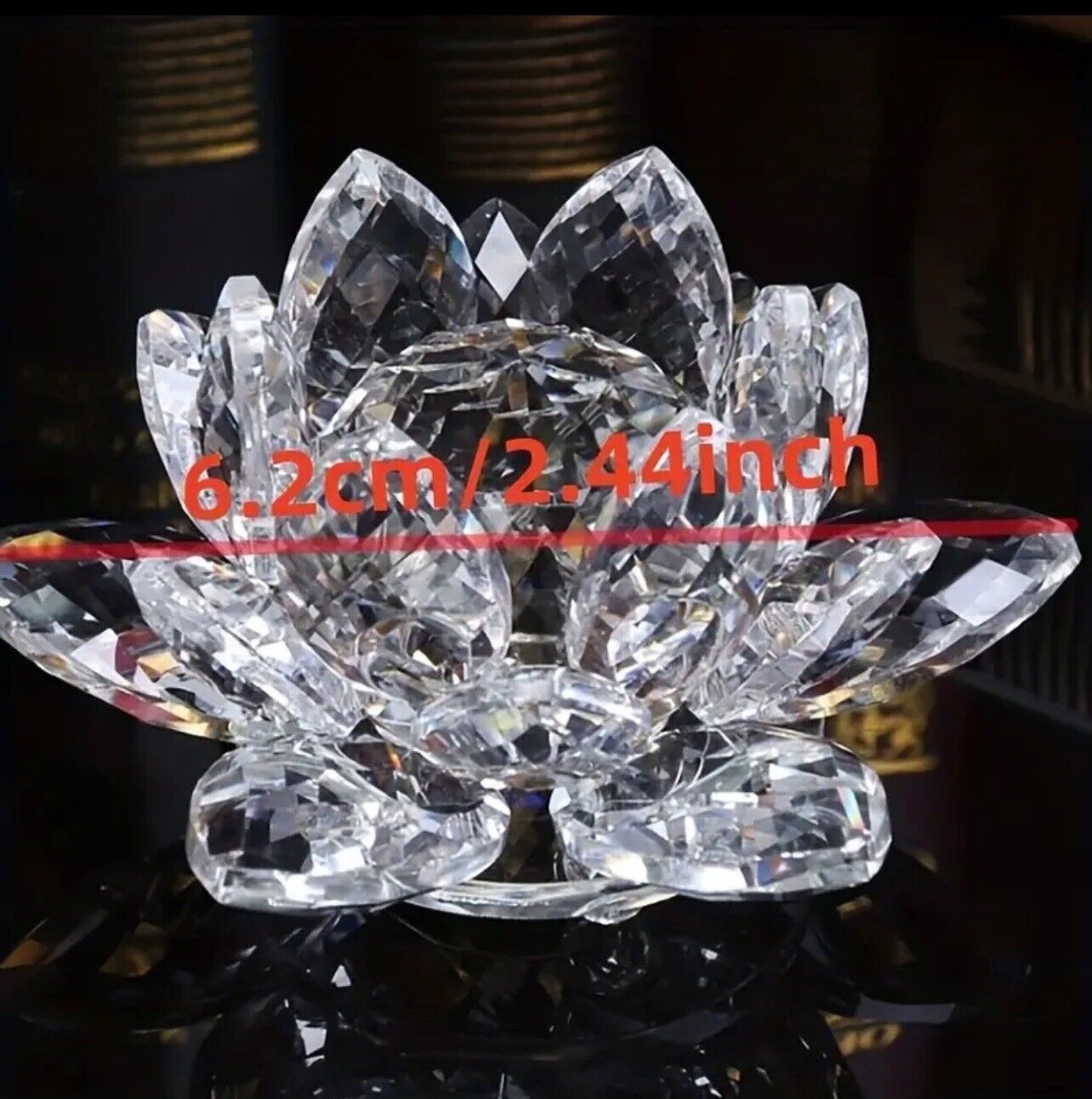 Handcrafted Crystal Lotus Ornament for Home Decor and Desktop Decoration 6.2cm