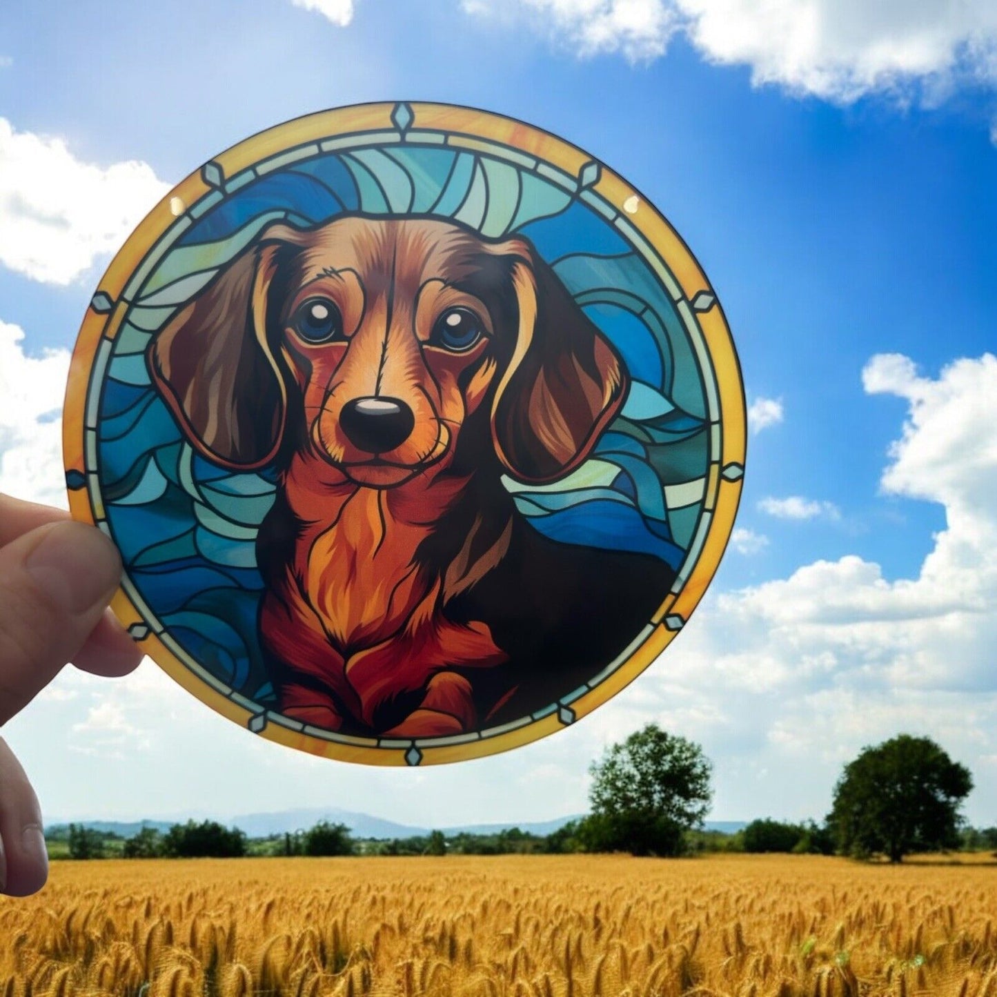 Dachshund Dog Stained Glass Acrylic Suncatcher - Charming Pet Lover's Decor