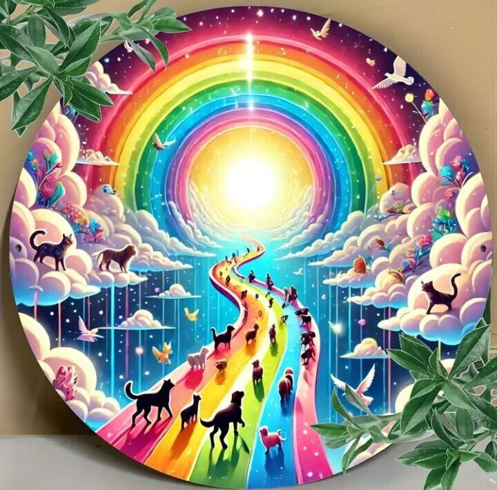 Rainbow Bridge Metal Sign - 'Dogs Go to Heaven,' Durable Aluminum Design