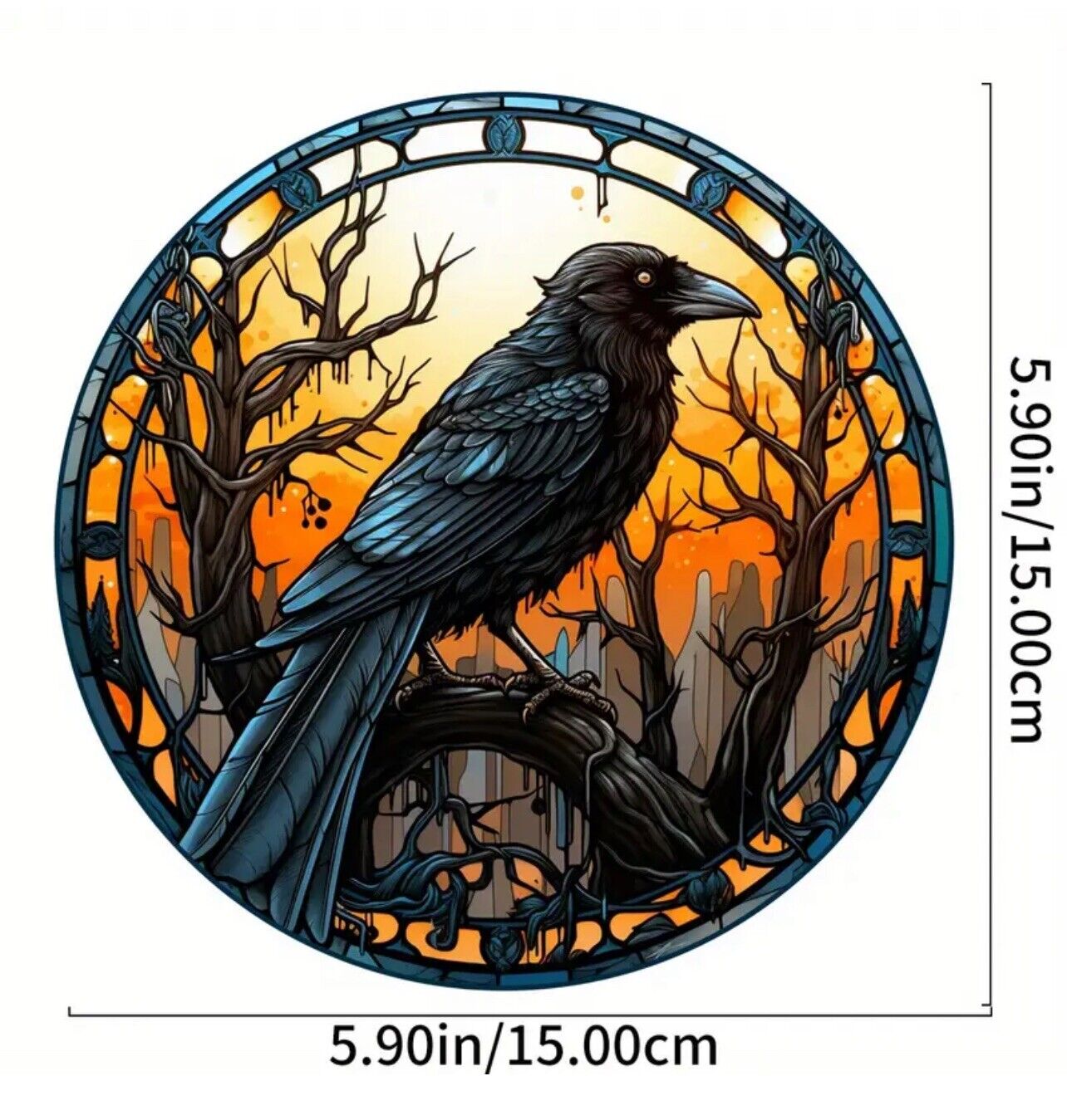 Halloween Window Hangings Acrylic Suncatcher Imitation Stained Glass Crows