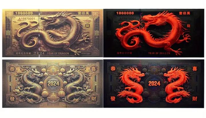 Chinese Year of the Dragon 2025 Lucky Prop Money for Good Fortune