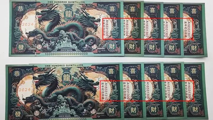 Chinese Year of the Dragon 2025 Lucky Prop Money for Good Fortune