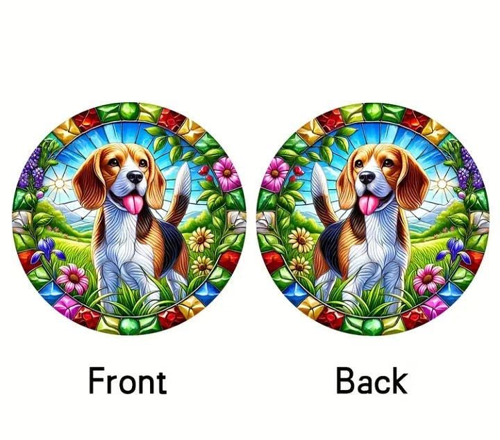 Stained glass acrylic suncatcher featuring dog design, model number 10.