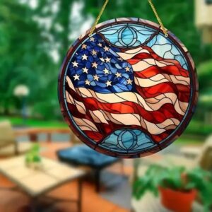 Large 8in American Flag Stained Glass Acrylic Suncatcher