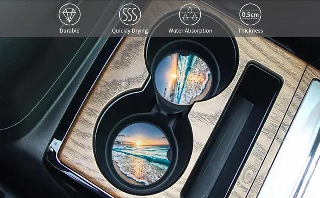 Sunrise Car Cup Holder Coaster: Keep Your Car Clean - Image 2