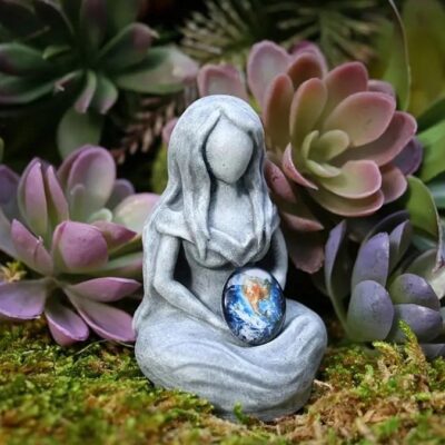 Mother Fairy Holding Earth Figurine, Symbol of Nature and Harmony