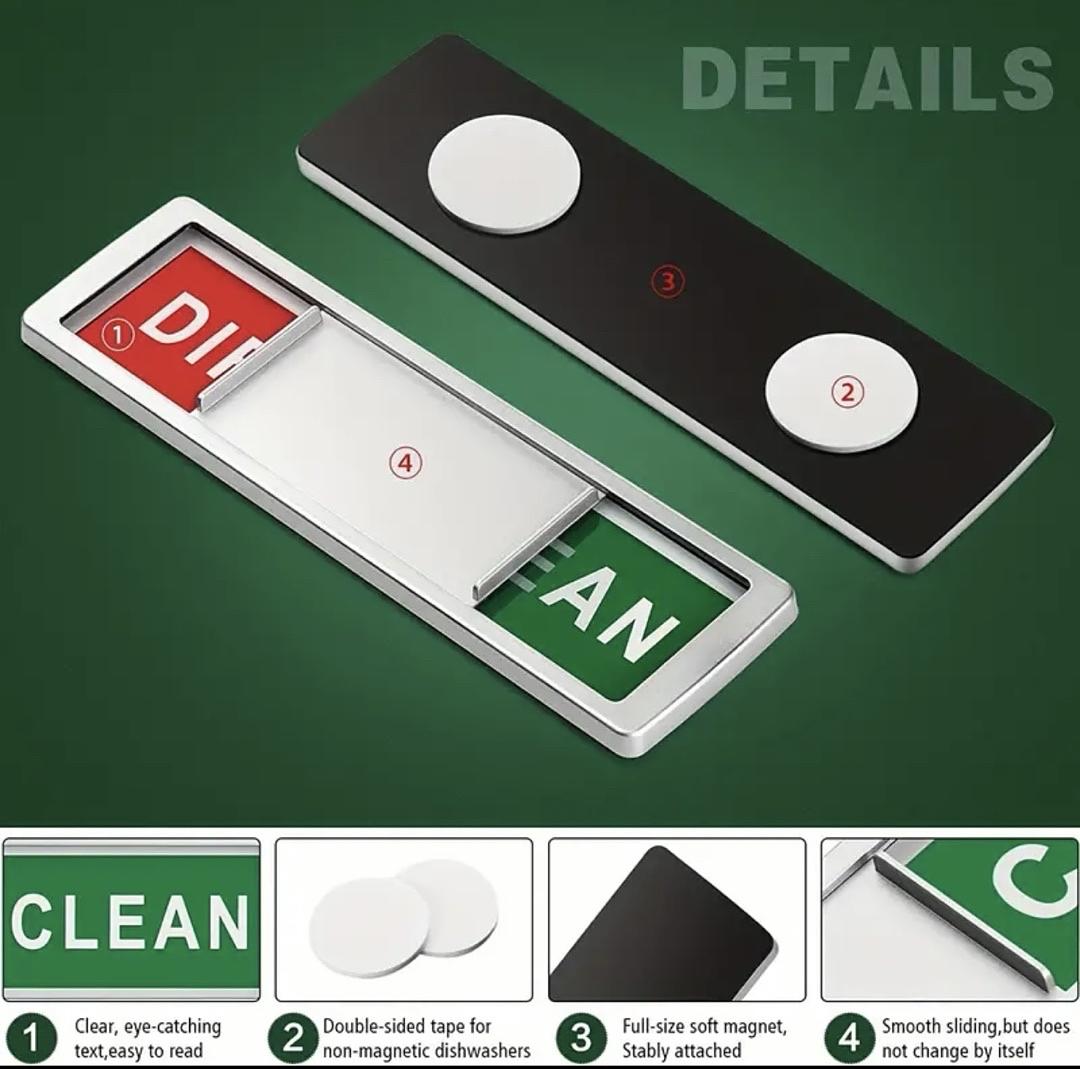Dishwasher Magnet Clean Dirty Sign Shutter Only Changes When You Push It Non-Scr - Image 4