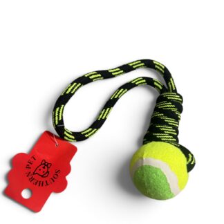 dog Rope and Ball Tug A War Green and Black Rope