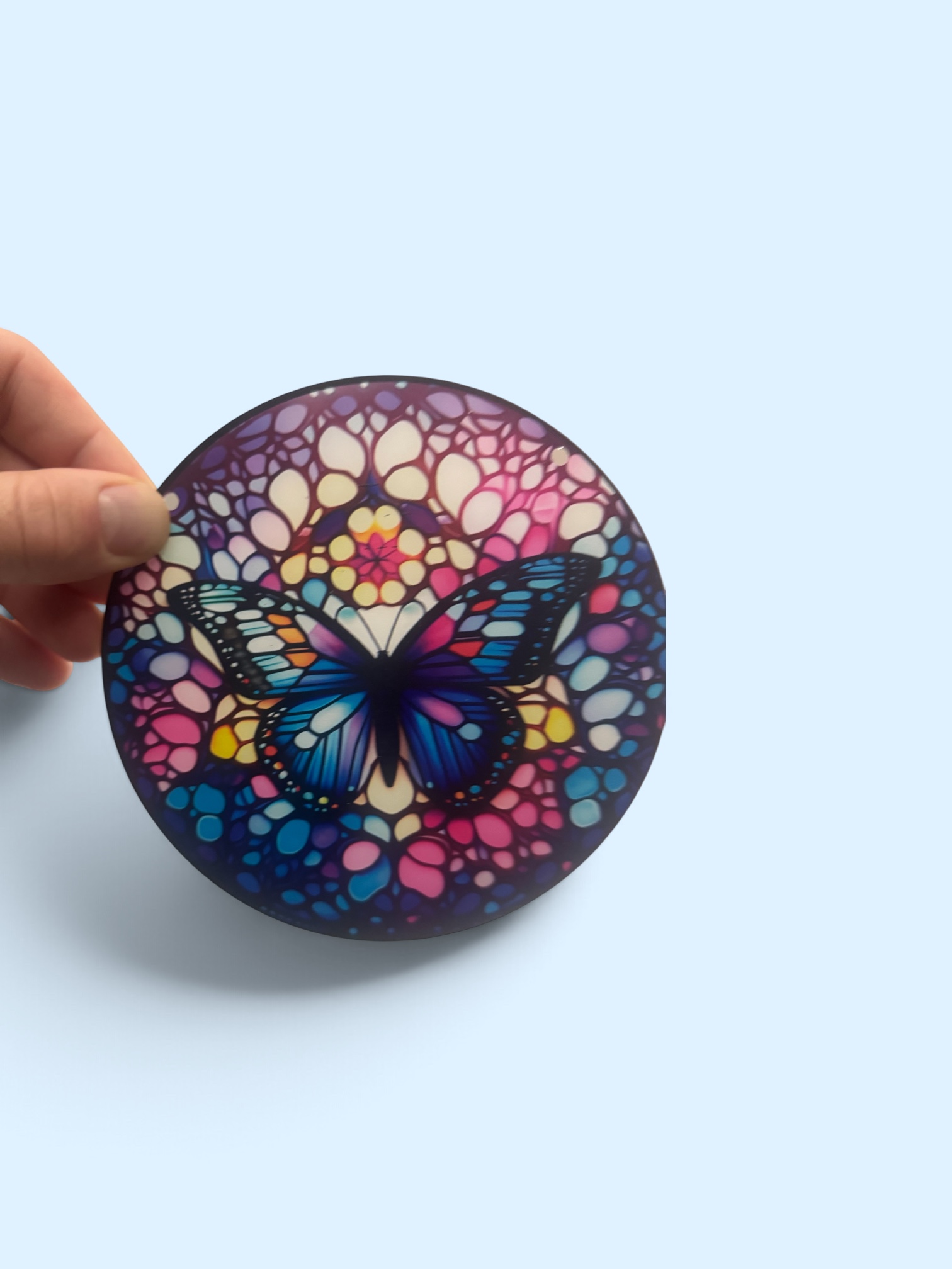 Vibrant 6" Blue & Purple Stained Glass Acrylic Butterfly Suncatcher | Light Catcher - Image 2